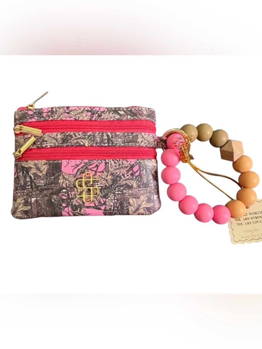 Simply Southern Pink Camo
Wristlet Wallet with Bead
Bracelet Bangle NWT
